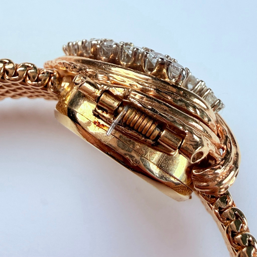 Estate 14K Solid Gold Altair Ladies Diamond Hidden Dial Bracelet Watch 1940's - Picture 13 of 16